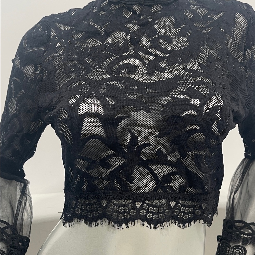 Monaco Black Lace Blouse - Picture 4 of 10